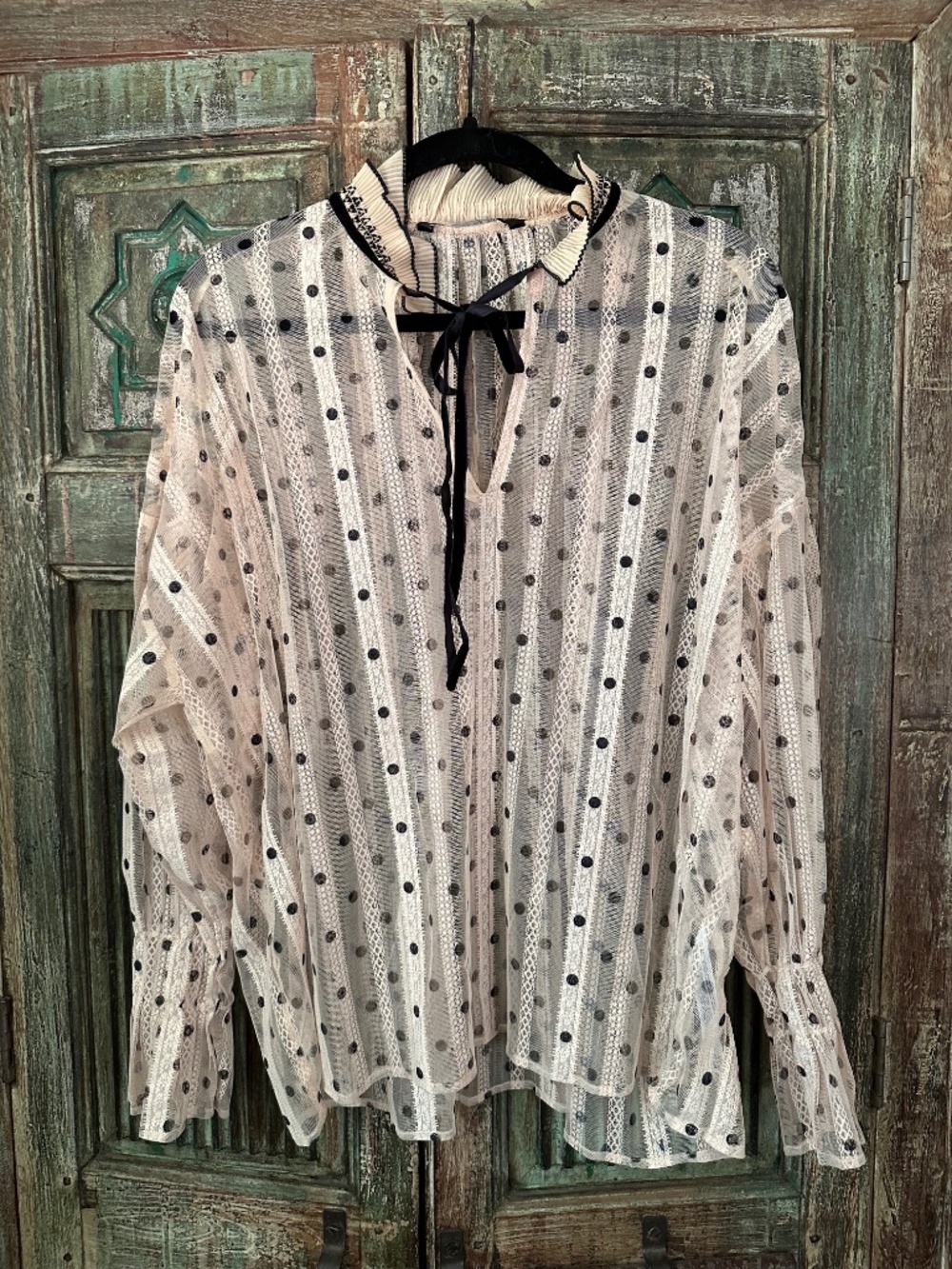 Zara tulle polka-dot blouse